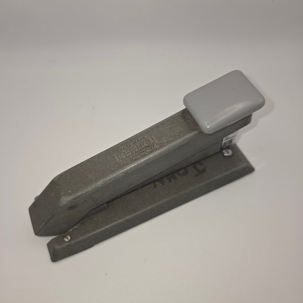 Vintage Bostitch B8 Stapler Grey Metal Industrial Mid Century Modern Office Desk